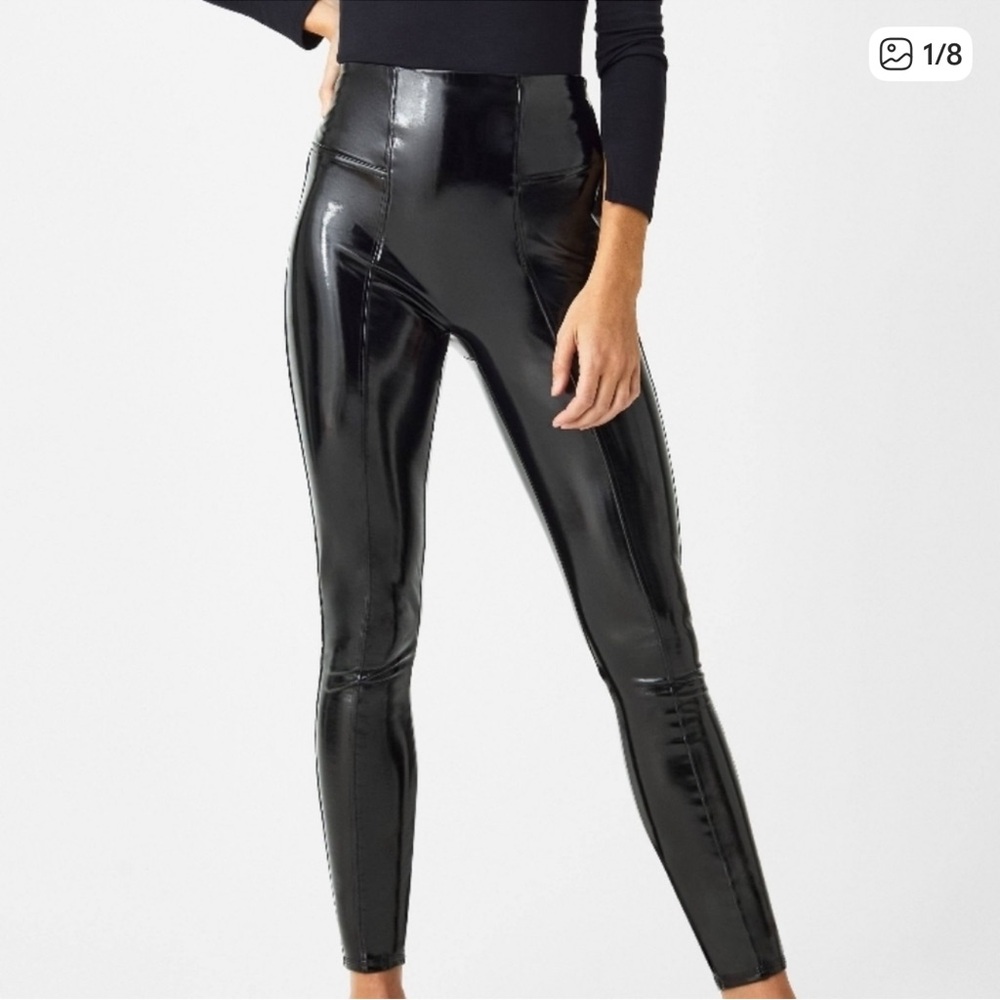 Spanx black pleather leggings medium